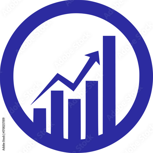Growth chart circle logo business finance bar graph icon upward trend vector
