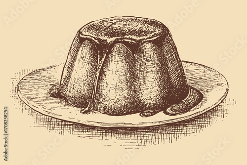 Pudding illustration in a vintage style. This vector illustration can be used in any size you like for advertising, logos, and other work.