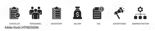Cost Reduction Glyph Icon Set. Vector Illustration Concept With Some Icons. Designed In Glyph Style