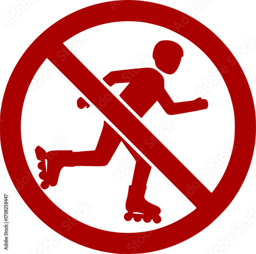 No rollerblading sign vector illustration prohibition symbol skating ban icon safety warning graphic