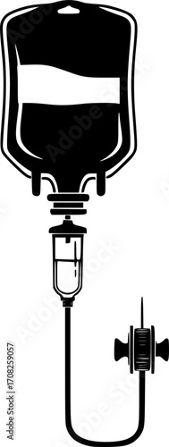 Medical iv bag vector illustration intravenous drip saline solution healthcare infusion hospital fluid therapy medical equipment icon isolated eps graphic