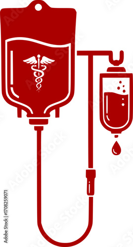 Medical iv bag vector illustration intravenous drip saline solution healthcare infusion hospital fluid therapy medical equipment icon isolated eps graphic