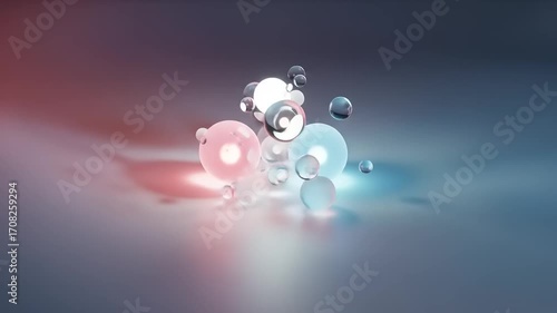 Wallpaper Mural Abstract representation of colorful spheres and bubbles floating on a smooth surface with soft lighting Torontodigital.ca