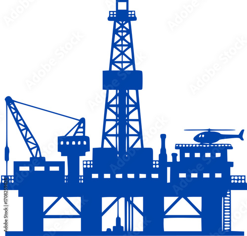 Oil rig drilling platform silhouette petroleum extraction industry energy production equipment industrial machinery icon
