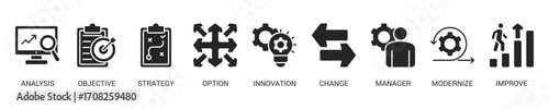 Business Transformation Glyph Icon Set. Vector Illustration Concept With Some Icons. Designed In Glyph Style