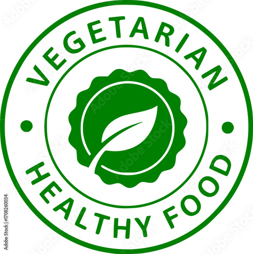 Green vegetarian seal emblem for healthy food products and labels vector