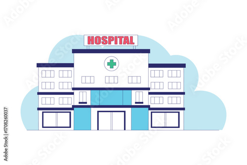 Hospital Building and Healthcare Flat Infographic Illustration
