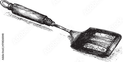 Spatula illustration on a white background. This vector illustration can be used in any size you like for advertising, logos, and other work.