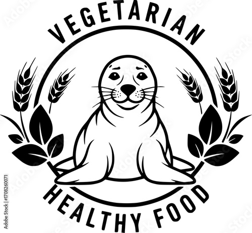 Green vegetarian seal emblem for healthy food products and labels vector