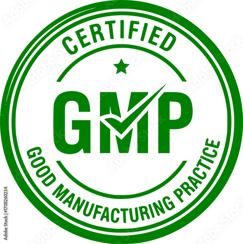Gmp certified good manufacturing practice seal stamp for quality assurance healthcare pharmaceutical industry vector