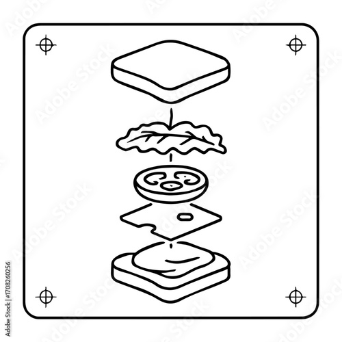 Sandwich Assembly Icon – Exploded Layers Diagram