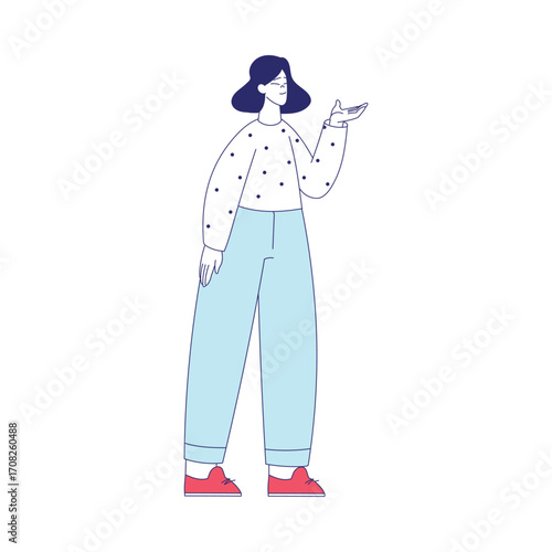 Young Woman Character in Standing Pose at Hospital Vector Illustration