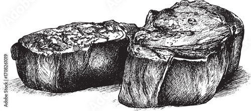 Steak illustration on a white background. This vector illustration can be used in any size you like for advertising, logos, and other work.