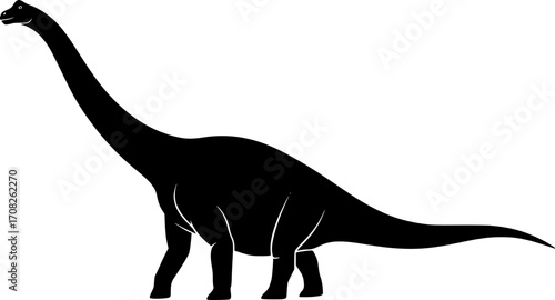 Black silhouette of a long neck dinosaur brontosaurus vector illustration prehistoric reptile isolated graphic