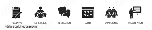 Event Marketing Glyph Icon Set. Vector Illustration Concept With Some Icons. Designed In Glyph Style