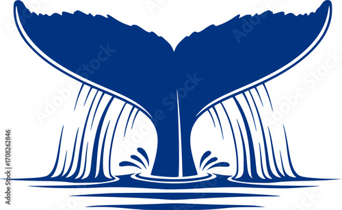  whale tail silhouette ocean marine life symbol vector abstract nature design vector