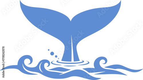  whale tail silhouette ocean marine life symbol vector abstract nature design vector