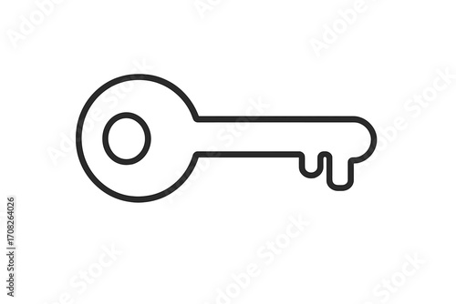 Single line key icon, high quality vector illustration for design, websites, online shops, internet security, digital access, flat style editable stroke, isolated graphic
