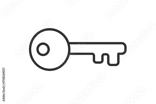 Single line key icon, high quality vector illustration for design, websites, online shops, internet security, access control, protection concept, editable stroke, modern flat style isolated