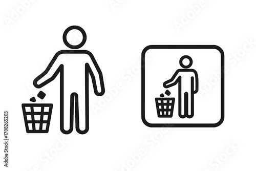 Minimalistic user by house symbol for web design, digital apps, banners, social networks, cards, and graphic projects. Simple vector cartoon illustration with transparent background.