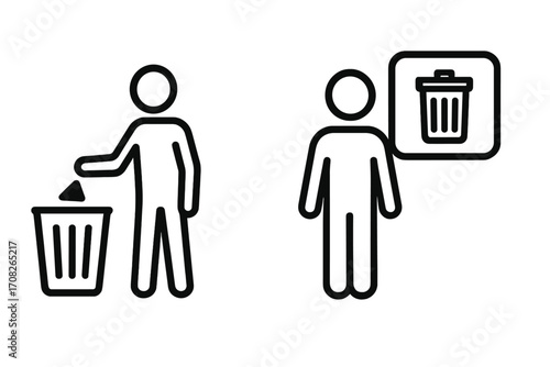 Minimalistic User by House Symbol for Web Design, Apps, Banners, Social Network, Cards, Vector Cartoon Illustration with Transparent Background, Simple Human Icon