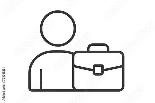 User icon with briefcase minimalist outline. Business professional avatar symbol for web design, apps, banners, social networks, corporate identity, vector flat illustration