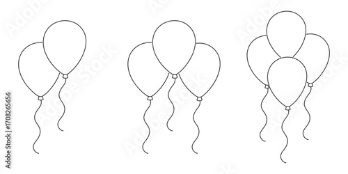 outline silhouette balloon icon set isolated on white background. baloon icon