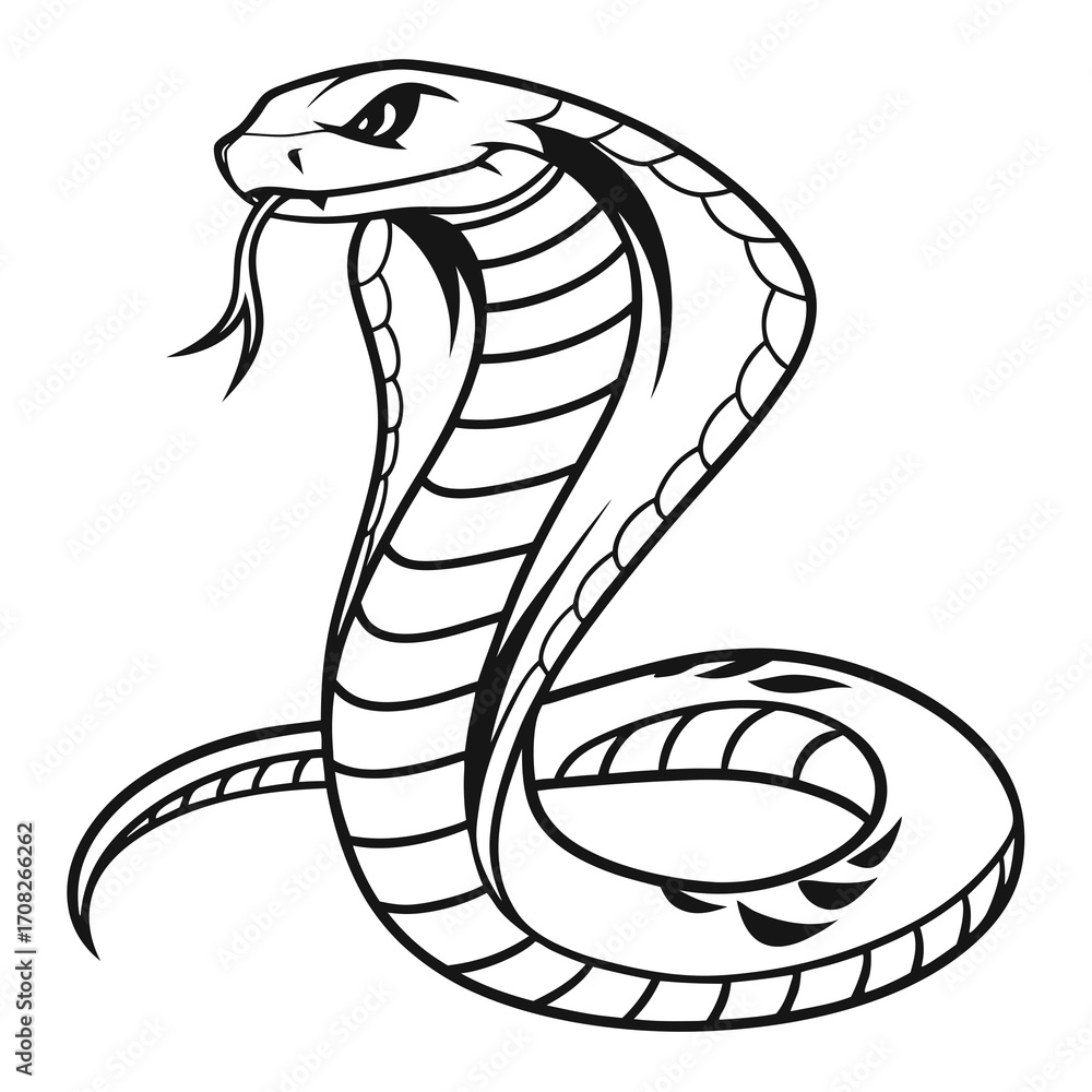 Fototapeta premium Cobra Snake Illustration with Striking Details
