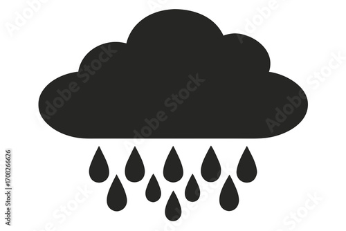 Cloud icon representing weather, internet, computing, and technology with network and data concept on blue background