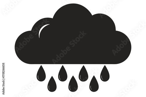 Cloud computing icon with rain and network concept illustration