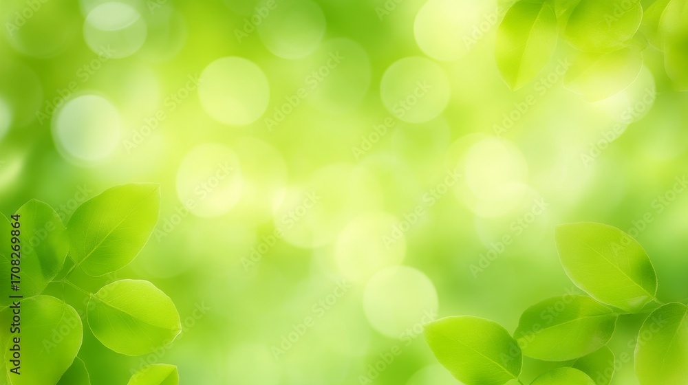Obraz premium Lively Backdrop of Shining Blurred Greenery with Gentle Sunrays and Bokeh Spots in Nature s Embrace