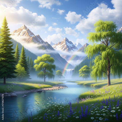 morning on a very beautiful mountain