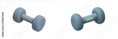Pair of stylized fitness dumbbells for exercise and workout, representing strength training and healthy lifestyle