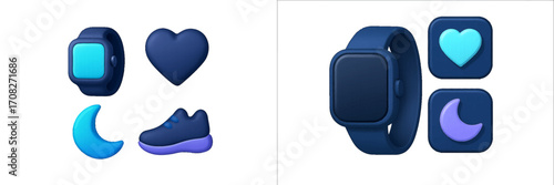 Smartwatch icons for health, sleep, and fitness tracking