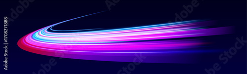 A futuristic highway fades into the distance, lit by glowing blue and pink lines. The night scene radiates motion, power, and digital energy. Designed for high-tech themes and speed.
