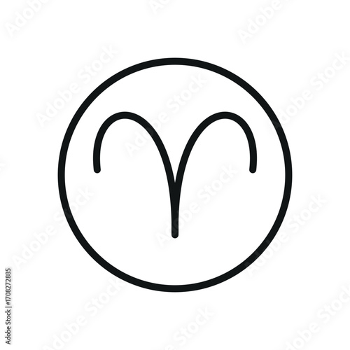 Aries icon in line style for mystic, constellation, and astrology visuals.