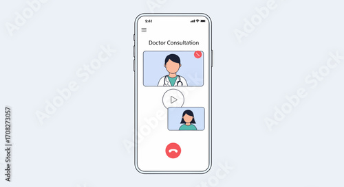 Digital Healthcare Online Doctor Consultation On Smartphone Display