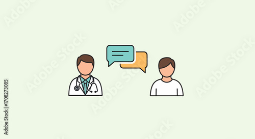Doctor And Patient Discussing Treatment Options With Speech Bubbles