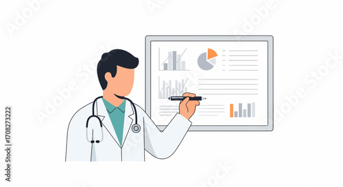 Doctor Presenting Business Growth Chart Analysis For Medical Research