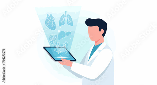 Doctor Using Digital Tablet For Human Internal Organs Diagnosis