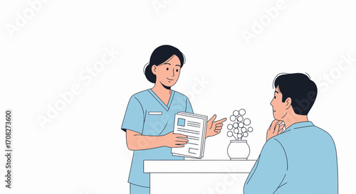 Healthcare Professional Explaining Treatment Plan To Patient In Clinic