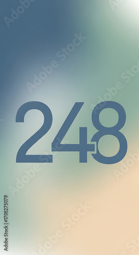 Blue gray Numbers 248 on a Soft Blurred Gradient Background