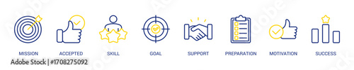 Challenge Line Color Icon Set. Vector Illustration Concept With Some Icons. Designed In Line Color Style
