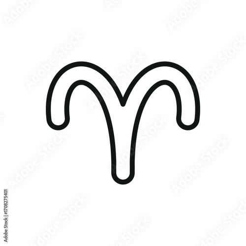 Aries icon in line style for mystic, constellation, and astrology visuals.
