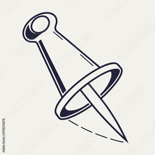 Stylized push pin graphic, a universal symbol for attachment and securing ideas, perfect for conceptual designs