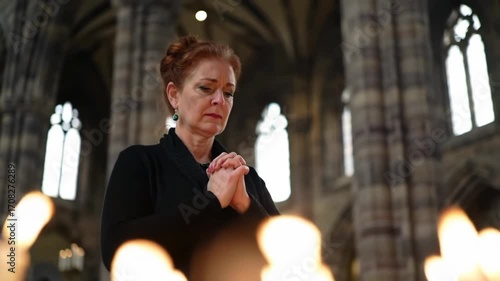 Woman Praying in Cathedral Hope and Faith in Prayer