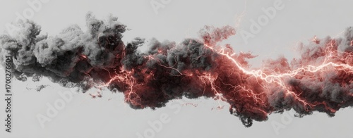 Abstract clouds of dark smoke with streaks of glowing red energy