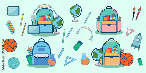 School Season Essentials Illustration set.