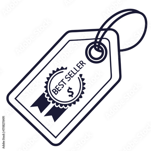 Best Seller Tag Icon with Ribbon and Seal