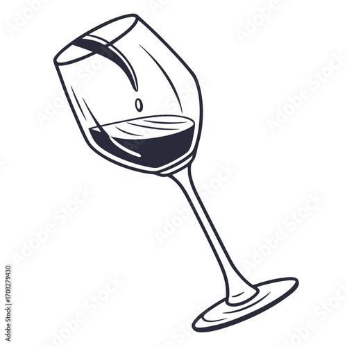 Illustration of wine being poured into a tilted glass